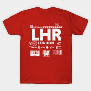 Vintage London LHR Airport Code Travel Day Retro Travel Tag T-Shirt